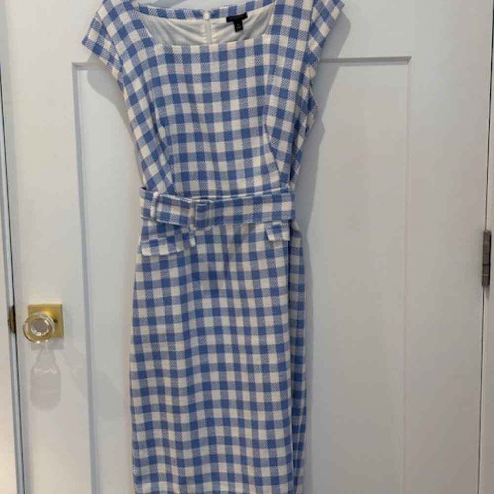 Blue and White Check Cotton Dress